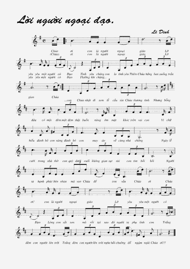 Sheet nhạc Lời Người Ngoại Đạo